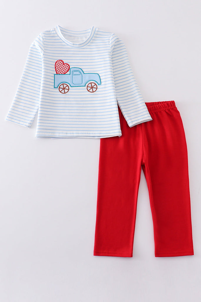 Boys Truck with Heart Applique Outfit